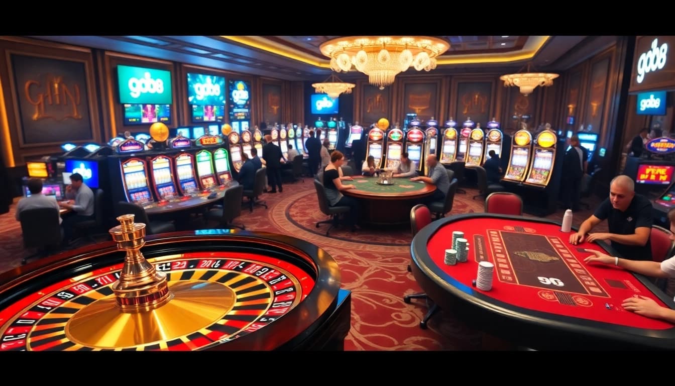 Excited players enjoying various casino games at go88, showcasing a vibrant gaming atmosphere.