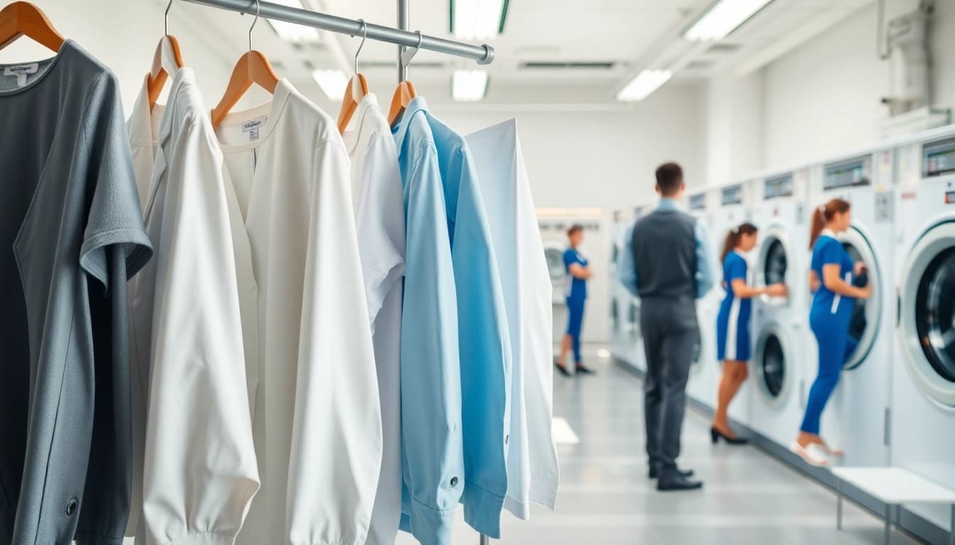 Find reliable dry cleaners near me featuring modern service areas and neatly pressed garments.