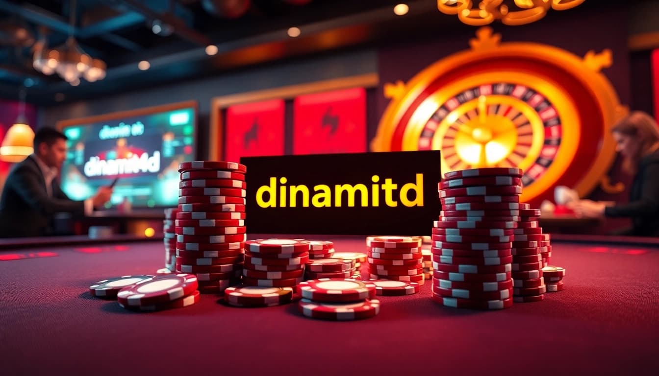 Experience the thrill of dinamit4d with vibrant poker chips and a roulette table in a luxury casino.