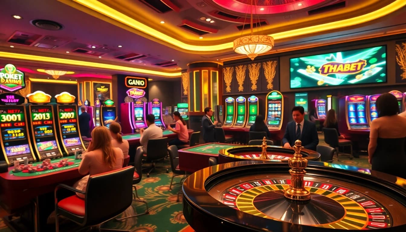 Experience the thrill of online gaming on Trang Chủ THABET with vibrant casino elements and high-quality visuals.