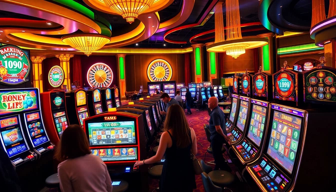 Engaging players at stus slot gacor experiencing vibrant casino slot machines and excitement.