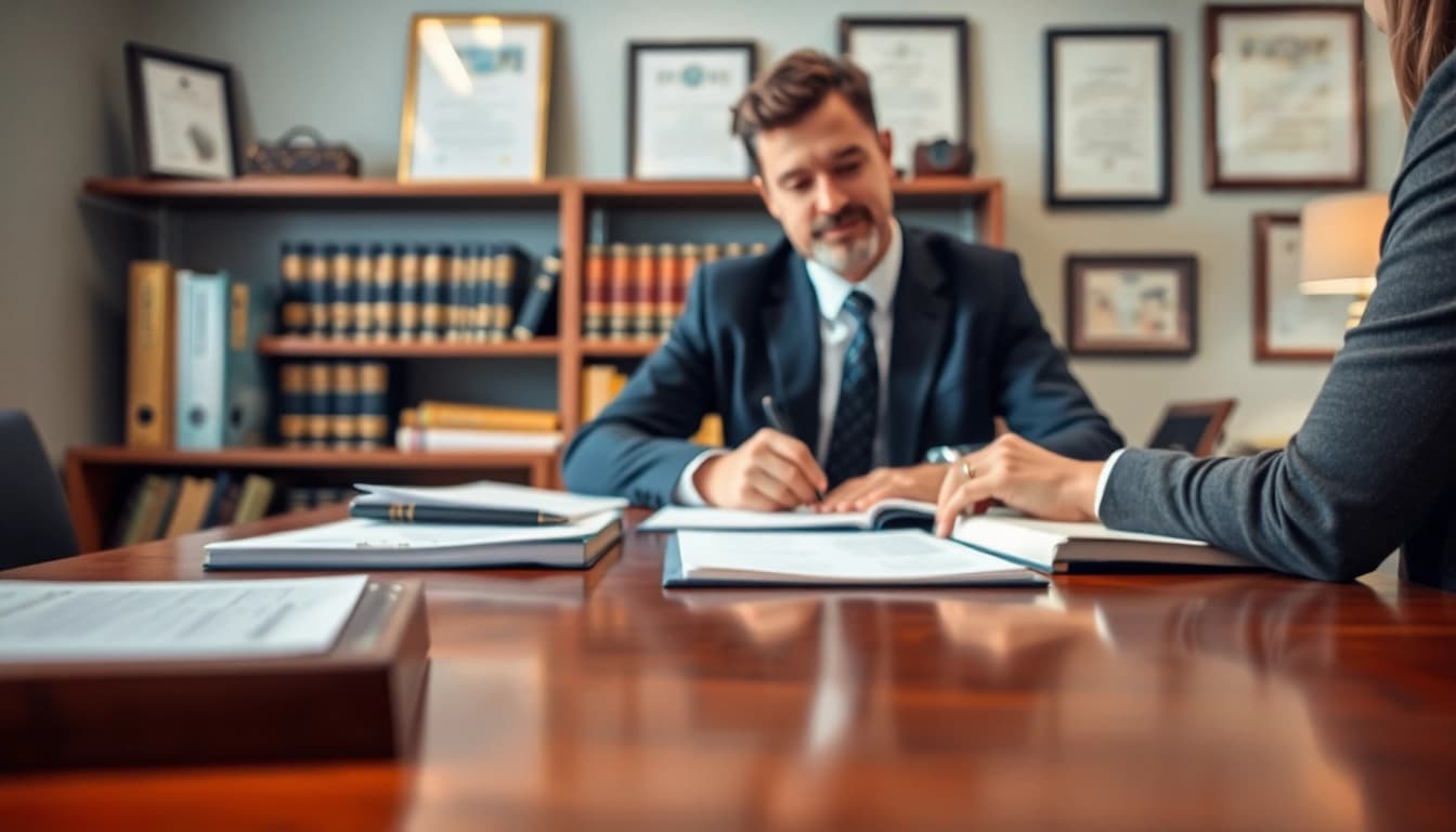 Birmingham Divorce Lawyer consulting with a client in a professional office setting.