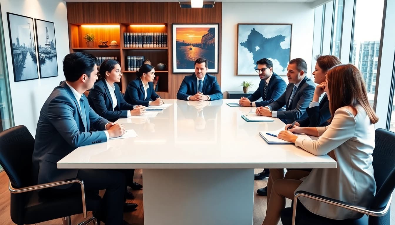 Engaged attorneys at https://www.expertlawattorneys.com strategizing in a modern law office.