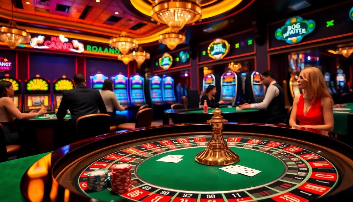 Experience excitement at god345.co with high-stakes gambling at a lavish casino roulette table.