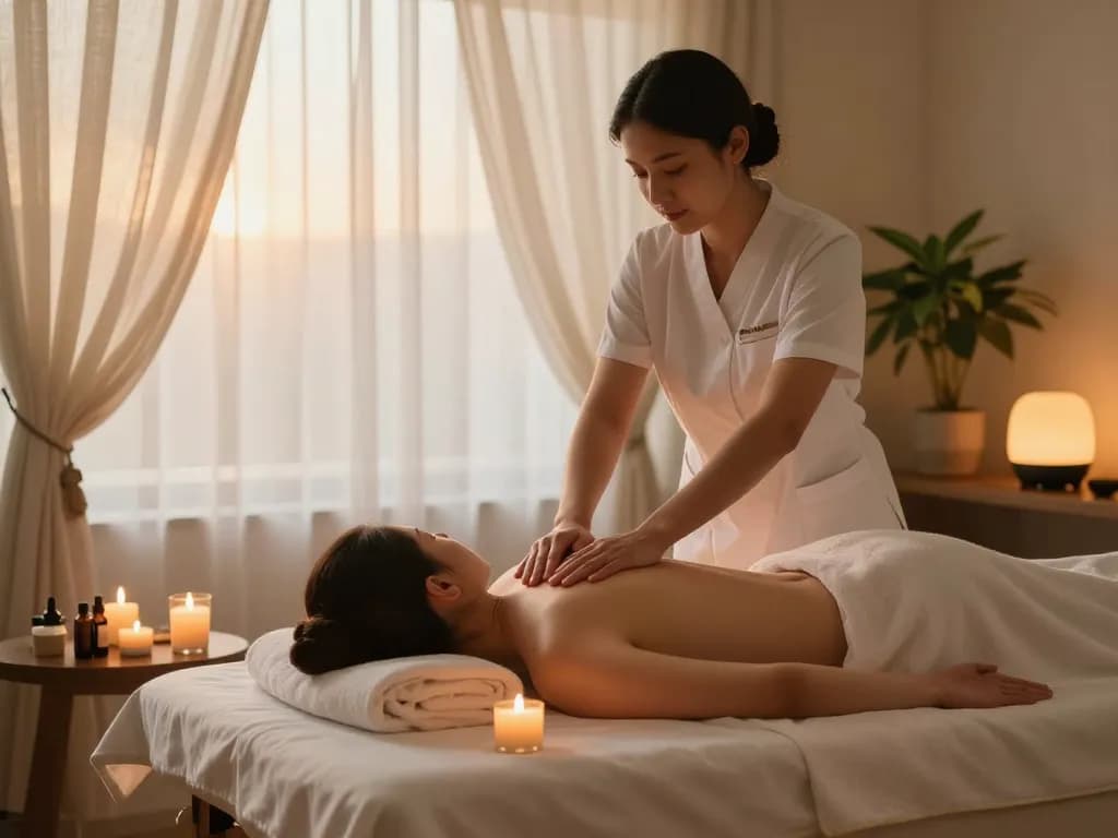 Premium aromatherapy massage experience at https://www.maxim-anma.net with professional therapist in tranquil home setting.