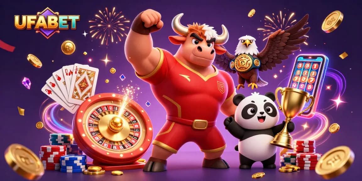 Experience thrilling action at UFABET with 3D cartoon heroes celebrating casino wins, capturing excitement in the gaming world.