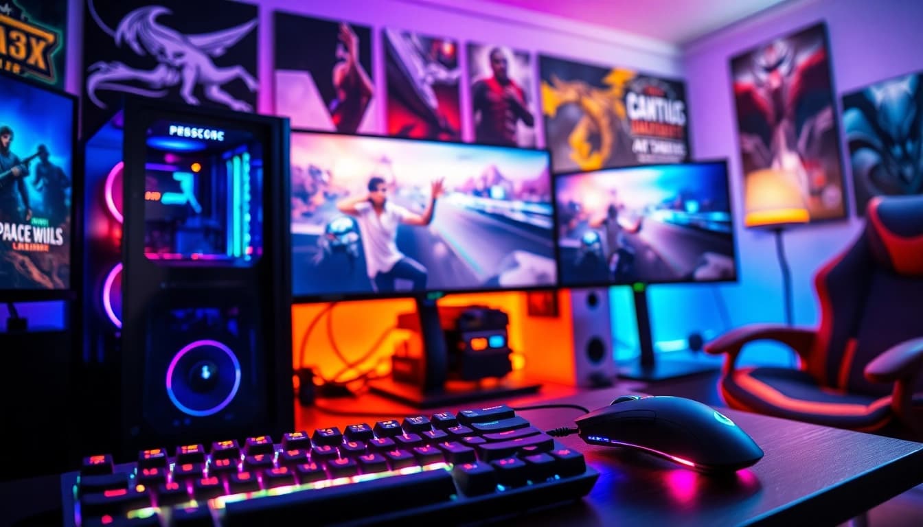 Engage with https://gamelevate.com through vibrant gaming setups showcasing high-end technology.