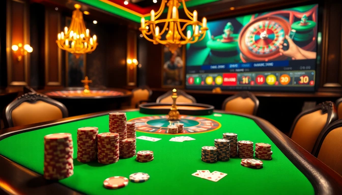 Experience thrilling games at https://mm88.sh/ with poker chips on a luxurious casino table.