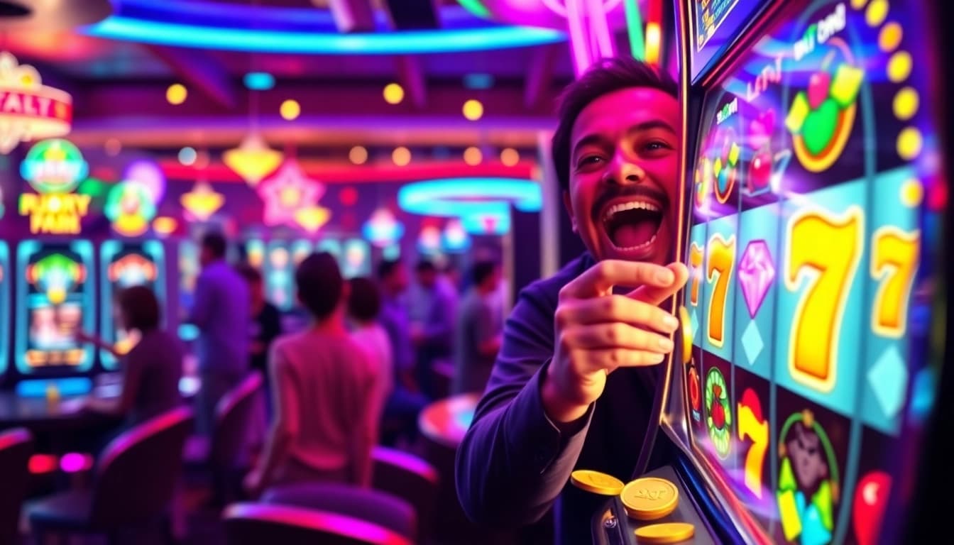Mainkan slot777 dengan kegembiraan di mesin slot penuh warna dan gemerlap.