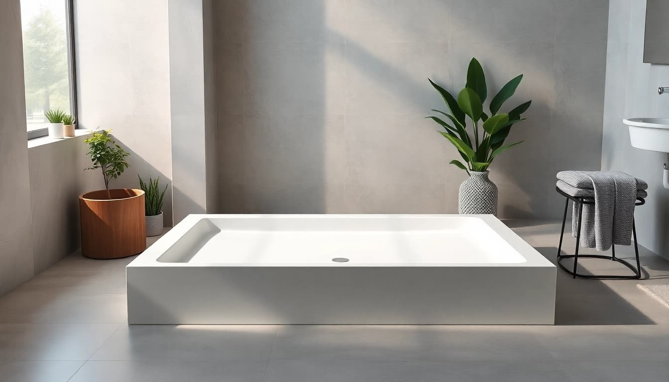 Piatto doccia elegante in un moderno bagno con dettagli raffinati.