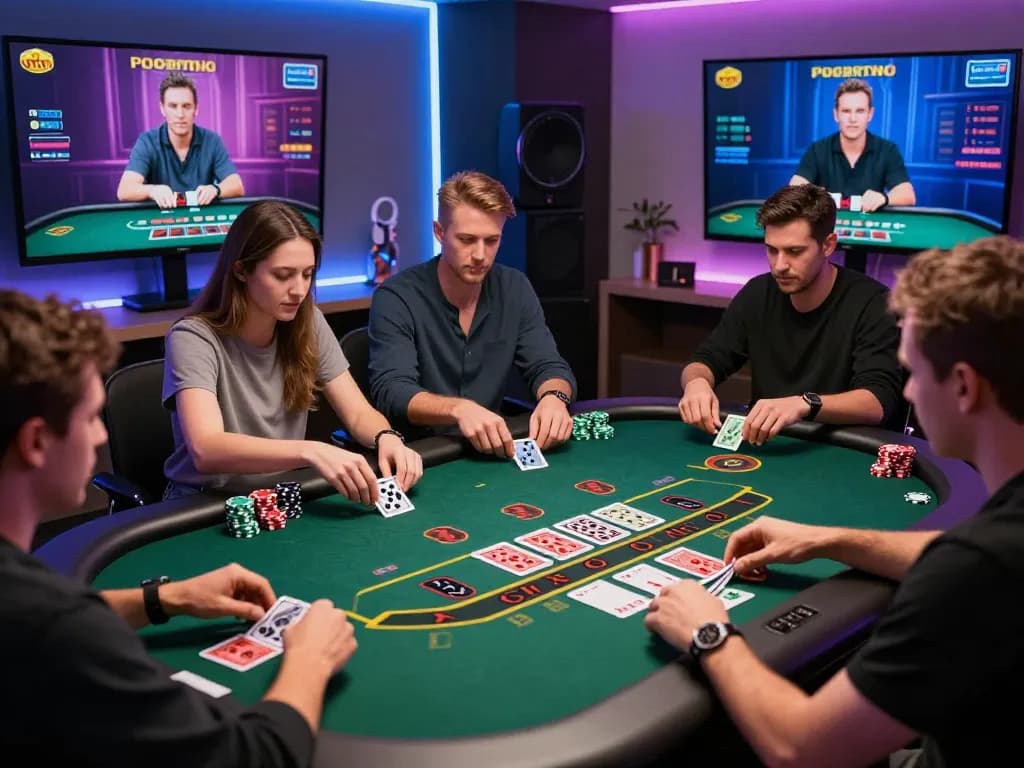 Engaging online baccarat game with players and live dealer, showcasing vibrant atmosphere and gaming excitement.
