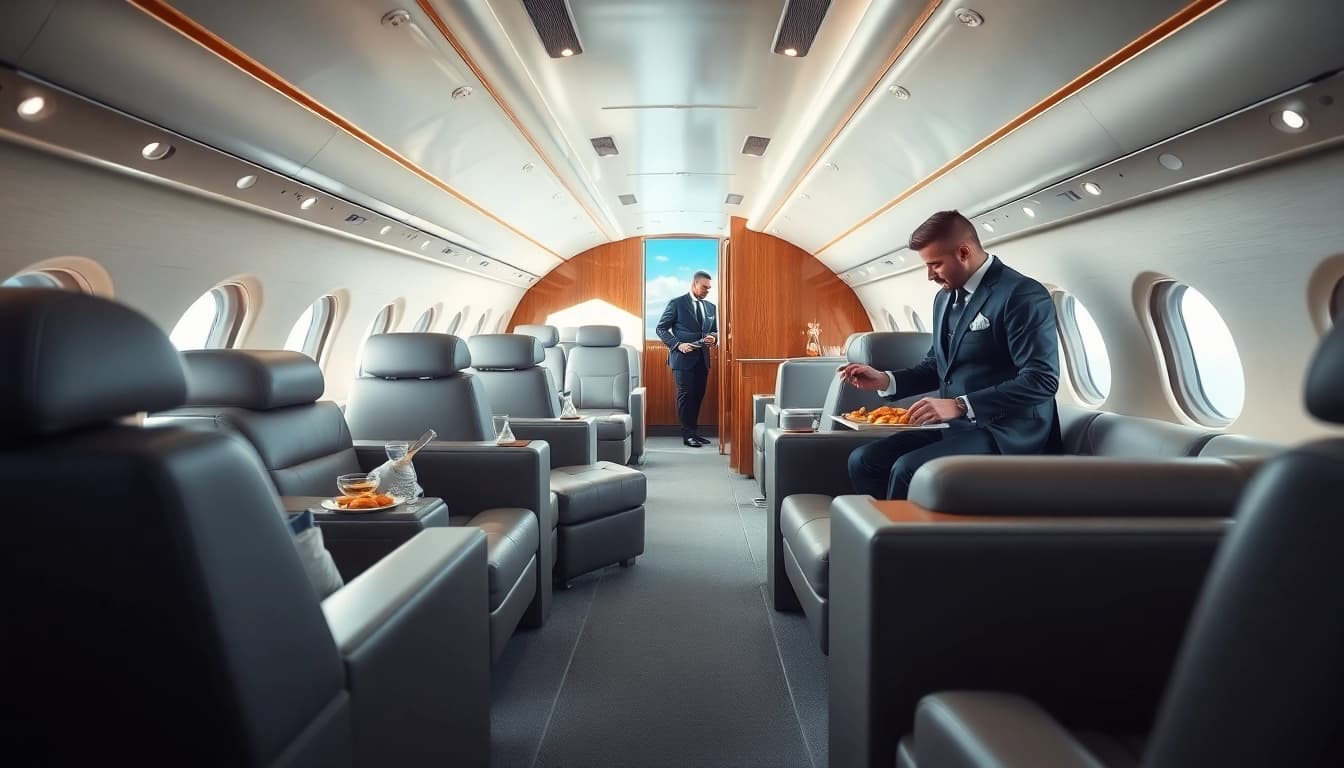 Experience luxury travel with https://flymarquis.com featuring a private jet's elegant interior.