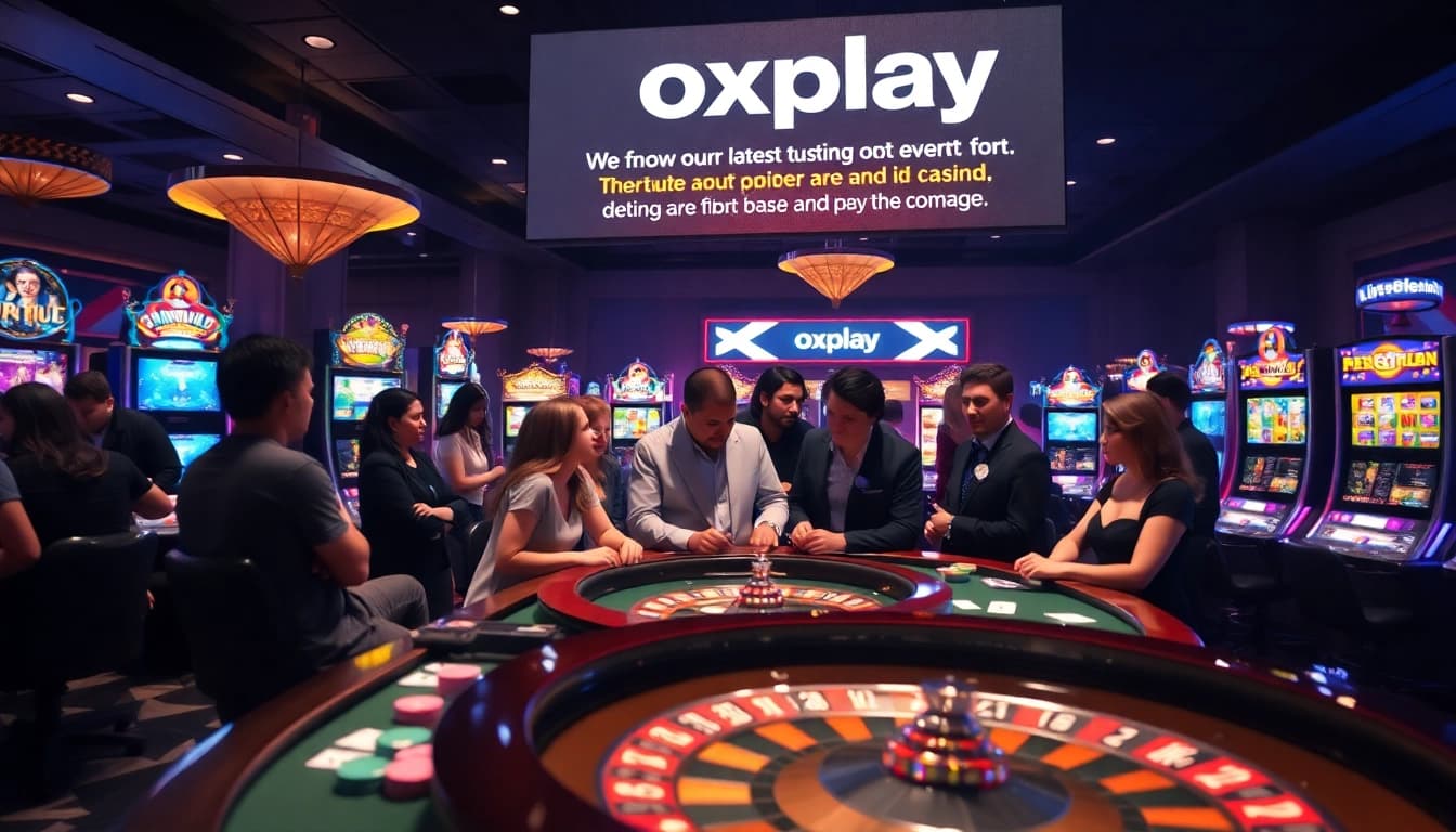 Experience thrilling gameplay at oxplay with dynamic casino tables and engaged players in vibrant lighting.