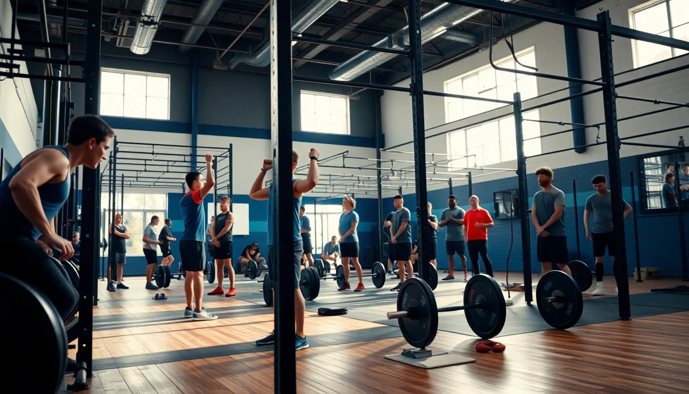 Fitness training at iletaitunnuage.fr showcasing athletes in a dynamic CrossFit cage.
