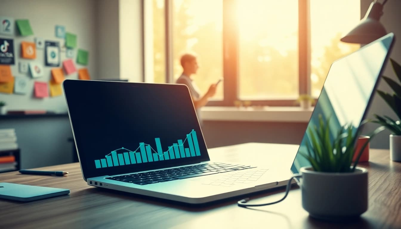 Visual representation of a digital marketing expert using a tiktok smm panel for social media growth analysis.
