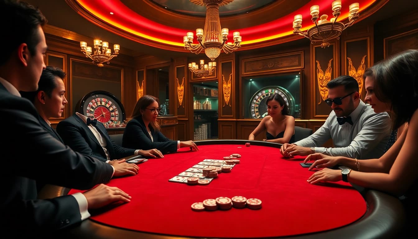 Bongdalu enhances your betting experience with a thrilling poker scene showcasing high-stakes gameplay.