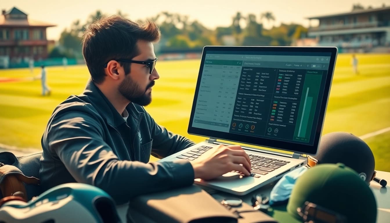 Engaging cricket betting tips free analysis with an expert examining match statistics.