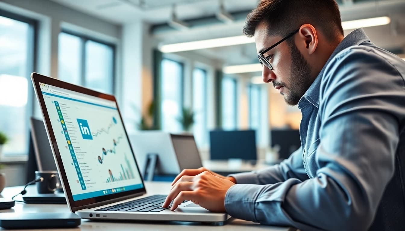 Engaging analysis with linkedin email scraper in modern office environment.