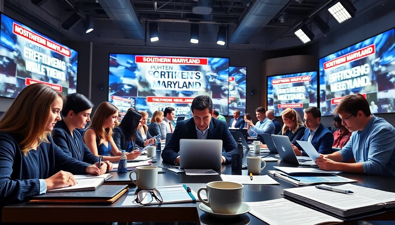 Cover breaking news on https://southernmarylandchronicle.com with reporters in an active newsroom