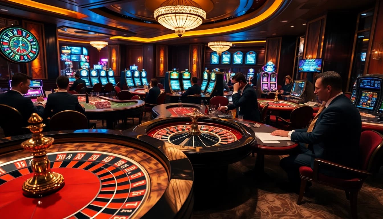The hidden wiki connects luxury casino gaming with the allure of the dark web, showcasing baccarat tables and online betting interfaces.