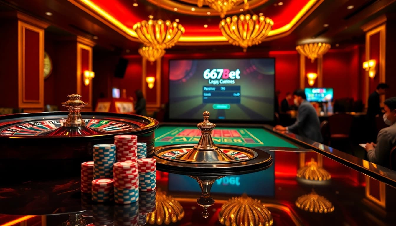 Excited players engaging in a round of roulette while accessing 667bet Login on a sleek device.