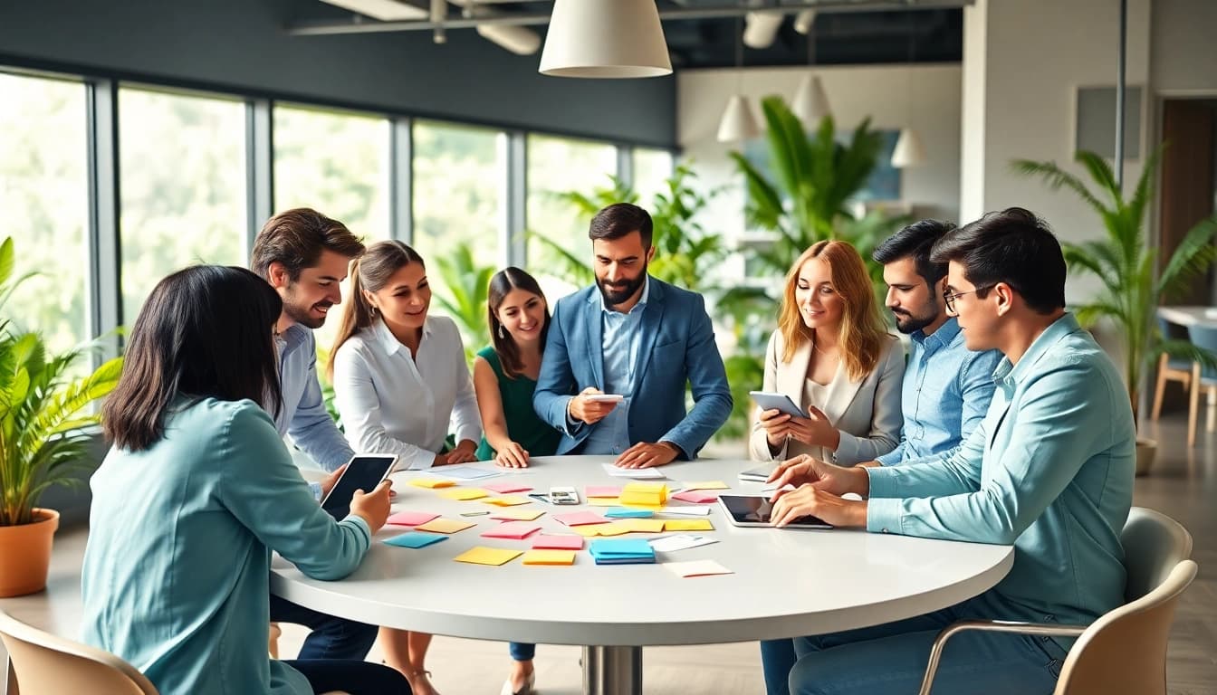Team collaborating in a vibrant creative agency setting, showcasing diversity and innovation.