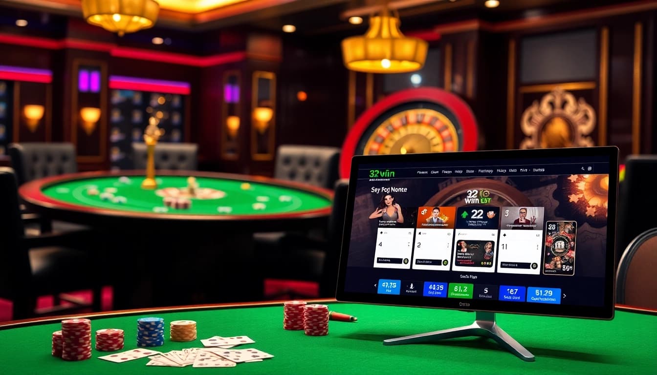 Experience the thrill of 32 win đăng nhập at a luxurious casino table filled with excitement.