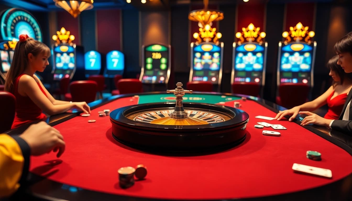 F168 players enjoying a sophisticated roulette table game in a luxurious casino setting.