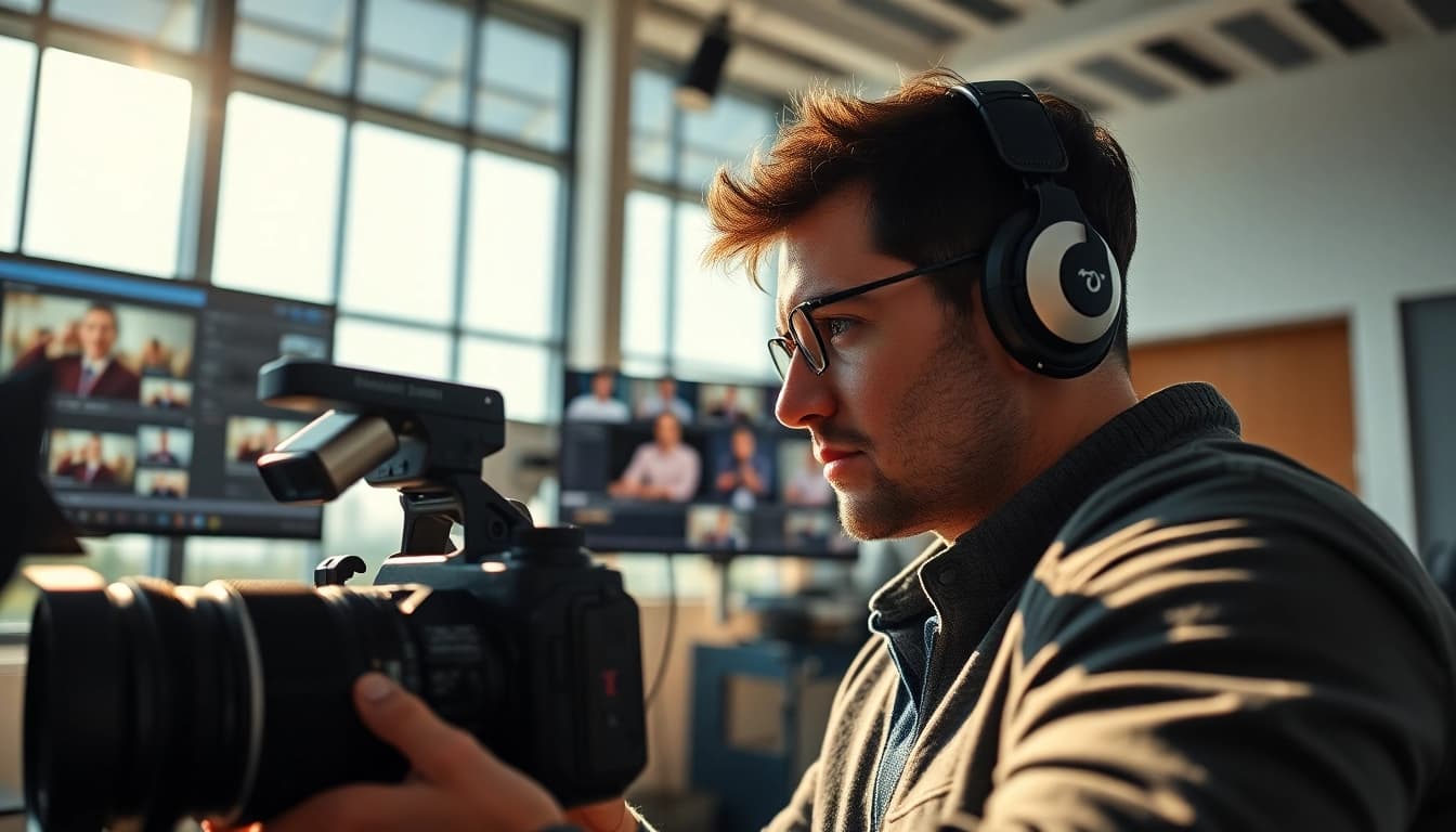 Creating impactful training videos in a professional studio setting.