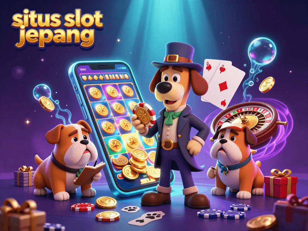Experience the excitement of situs slot jepang as a detective investigates golden poker chips amidst vibrant casino elements.