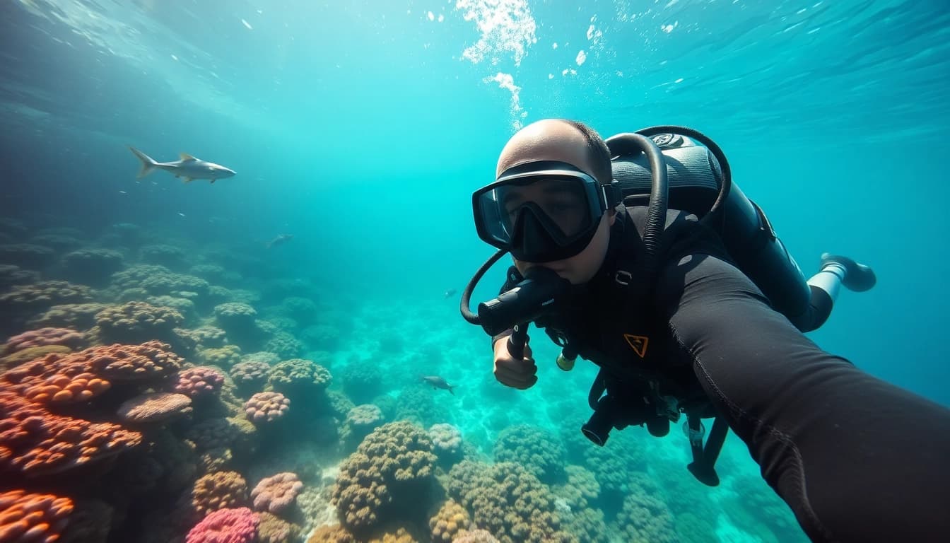 Tauchen Lernen für Anfänger mit Unterwasserblick auf Korallenriffe