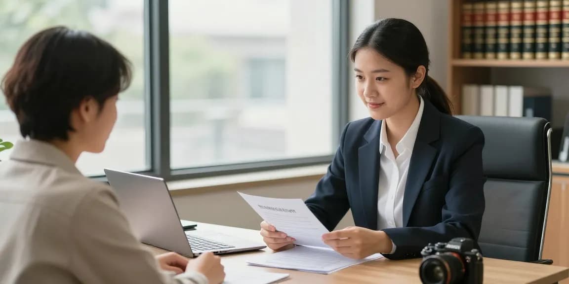 개인회생 상담을 받는 젊은 성인과 법률 전문가의 친절한 모습