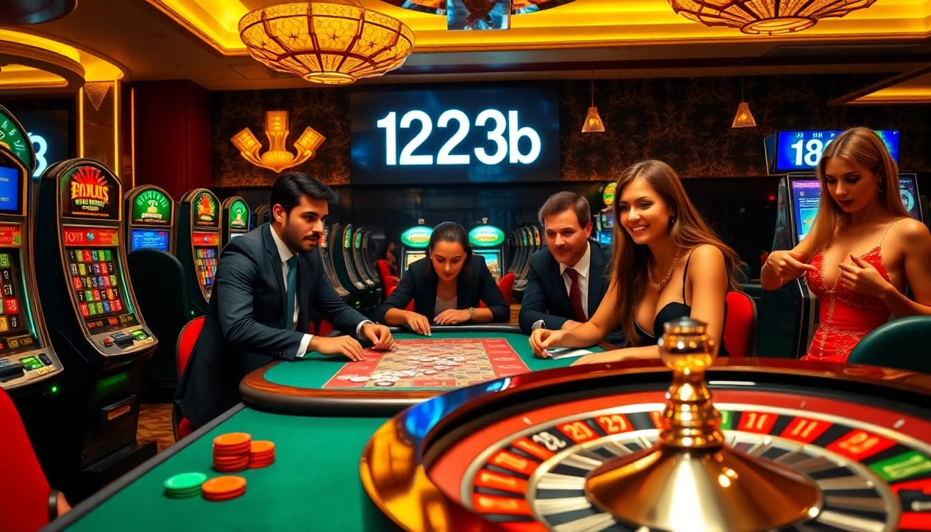 Experience thrilling gameplay at 123b with vibrant casino tables and engaging players.