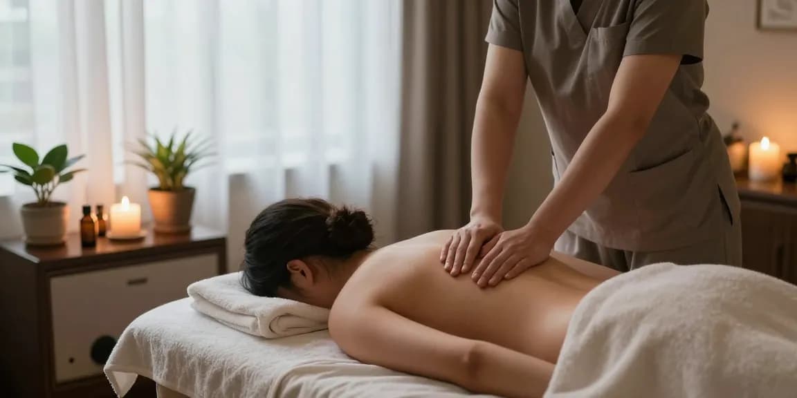 대치동마사지에서 편안한 아로마 테라피를 받는 모습