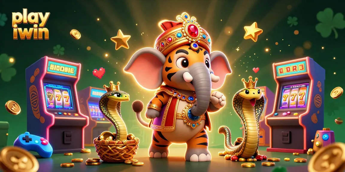 Play iwin in a vibrant casino scene with 3D characters and colorful gaming elements.