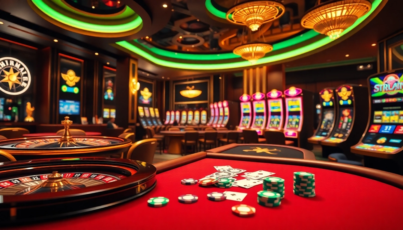 Exciting gaming action at nhà cái sv66 with vibrant roulette and poker scene.