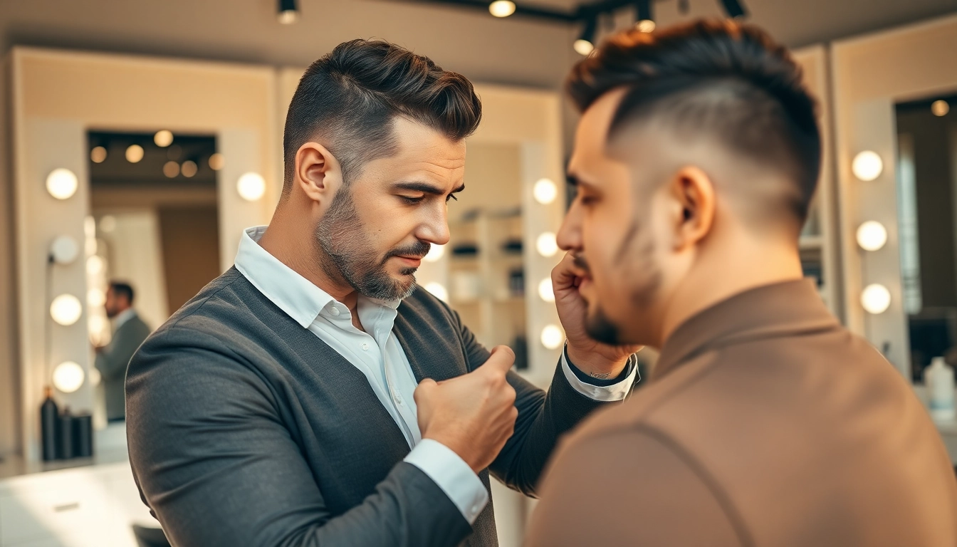 Ace of Fades 212 hair replacement specialist applying a custom hair system in a modern salon.