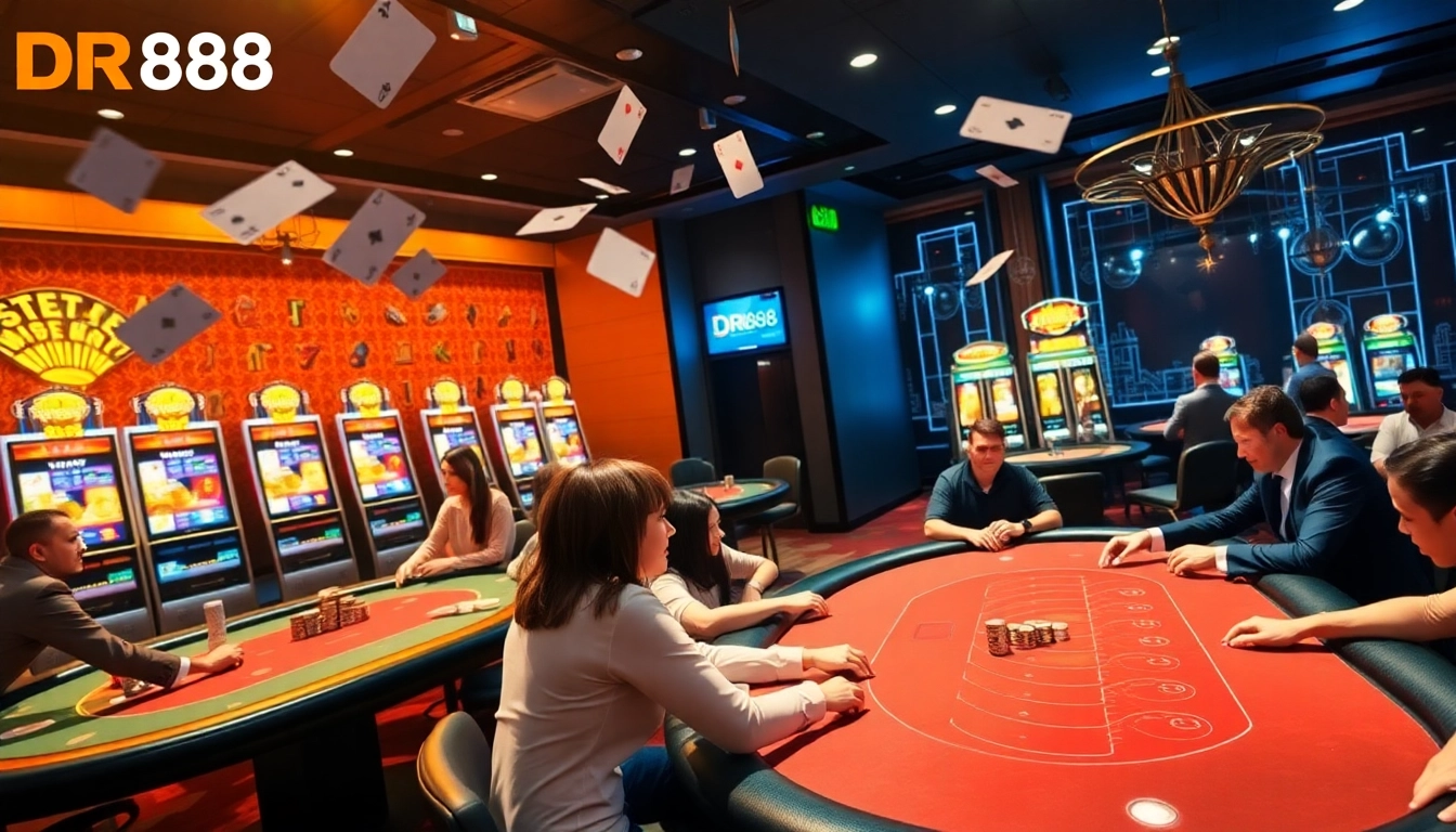 Experience the excitement of gambling at Trang chủ Dr88 with vibrant slot machines and poker tables.