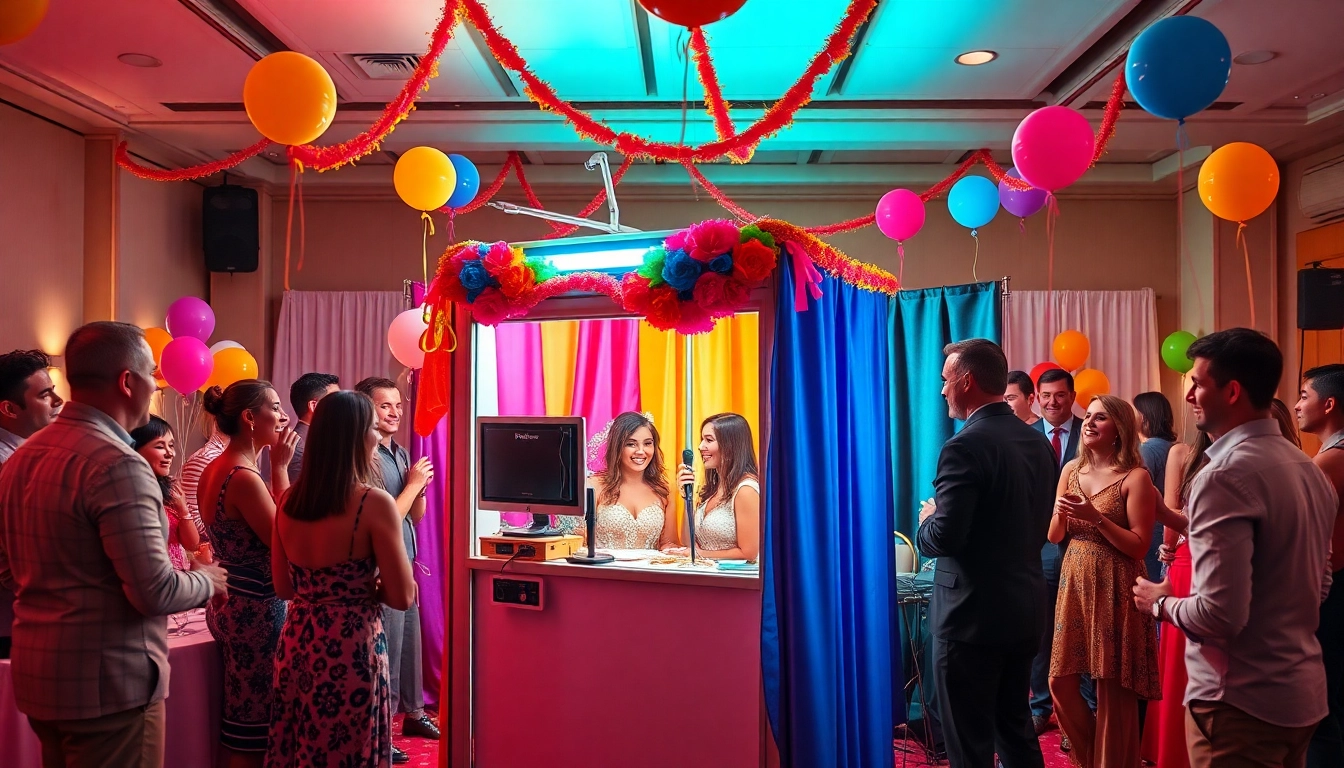 Capture memories with our attractive photo booth rental featuring fun props at a joyful event.