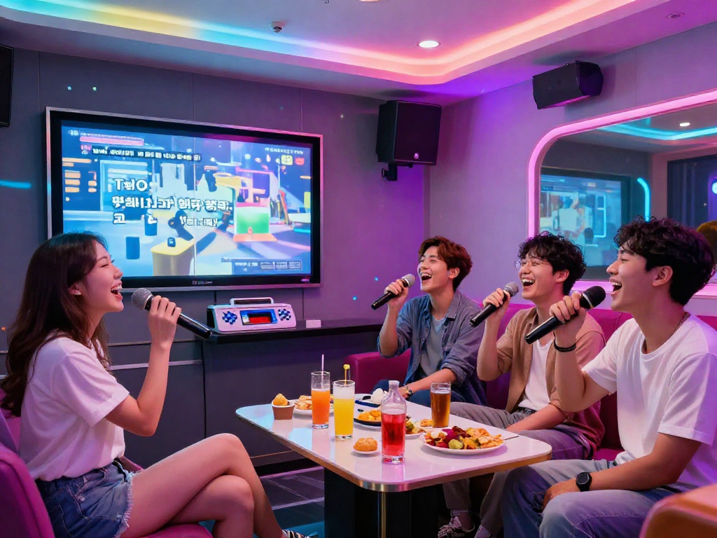 강남 도파민에서 즐거운 친구들과 함께 노래하는 모습