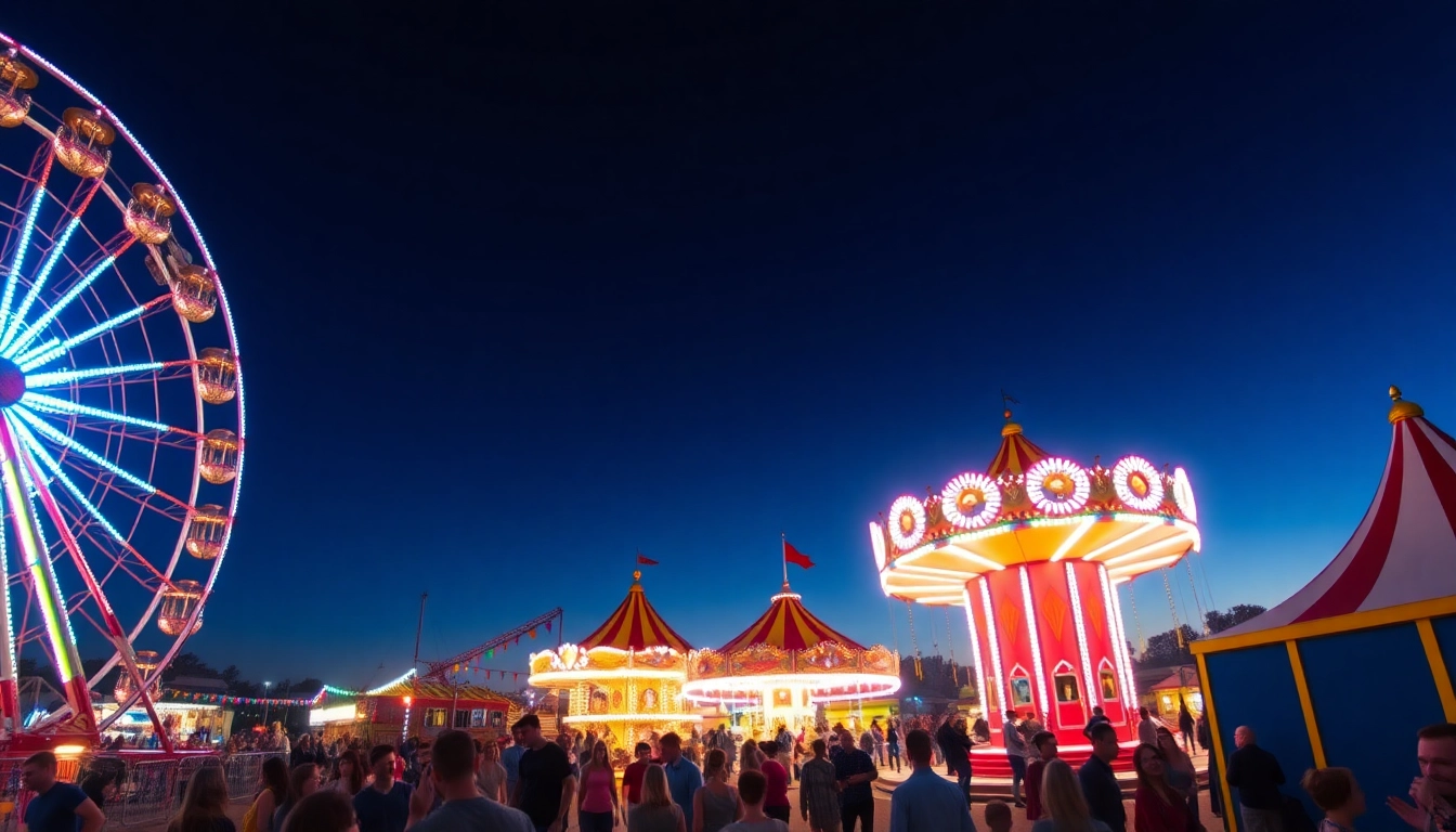Excited families enjoying funfair rides for hire newcastle at a vibrant fairground.