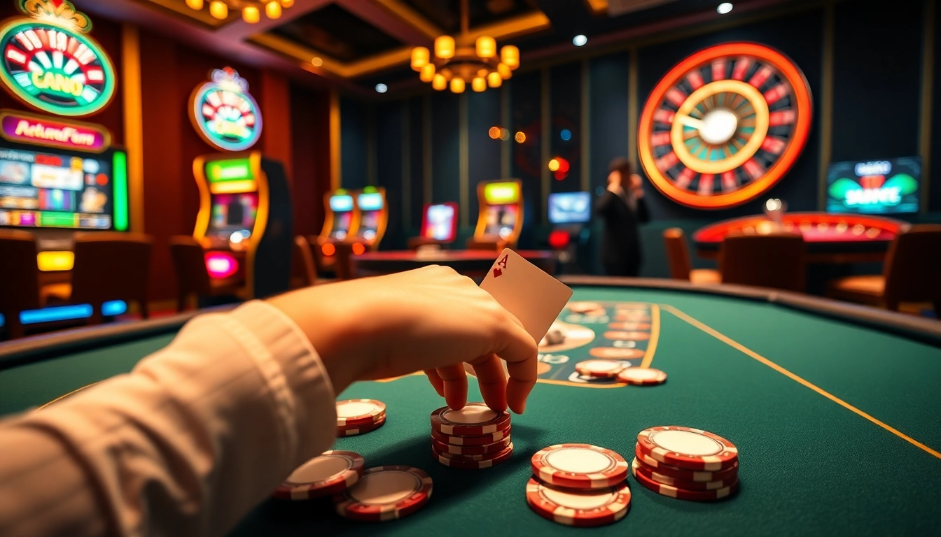 Experience the excitement of U888 with a high-stakes poker game and vibrant casino visuals.