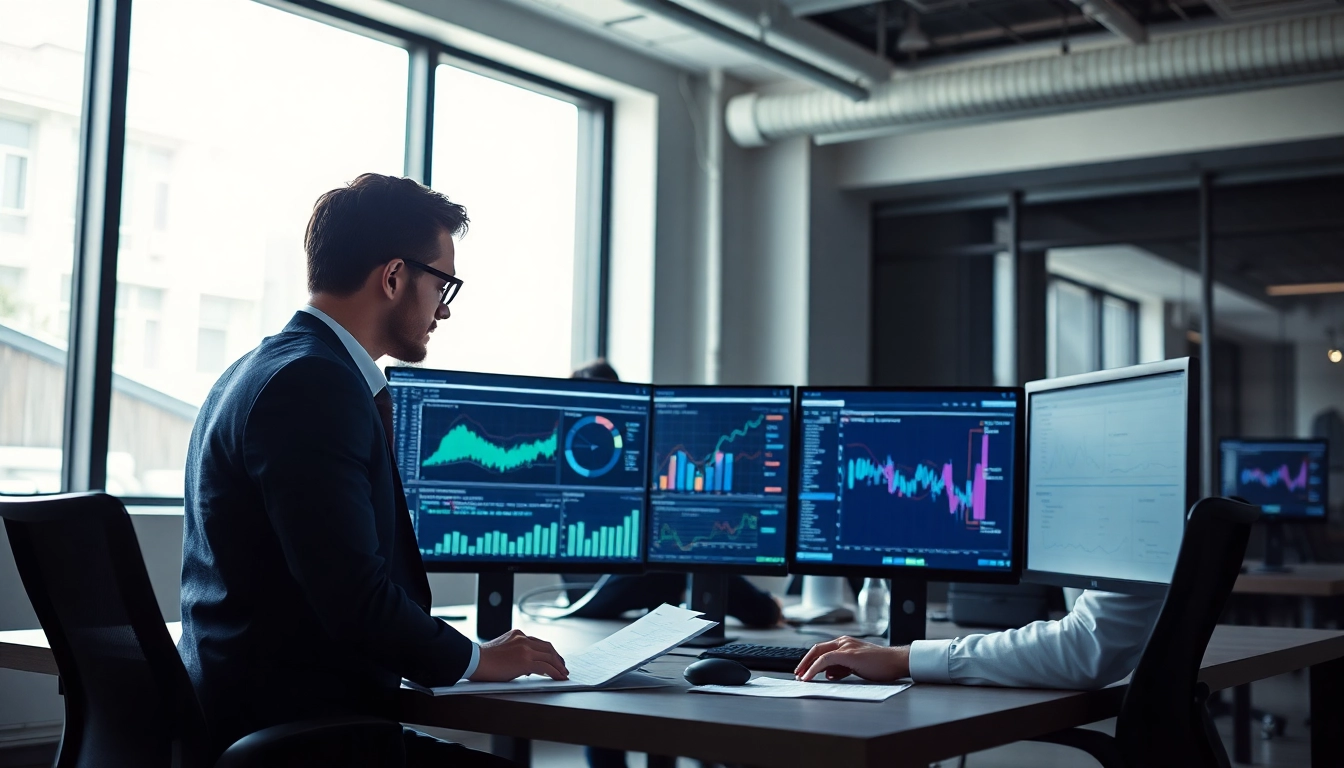Analyze data using AI for competitive intelligence in a modern office environment.