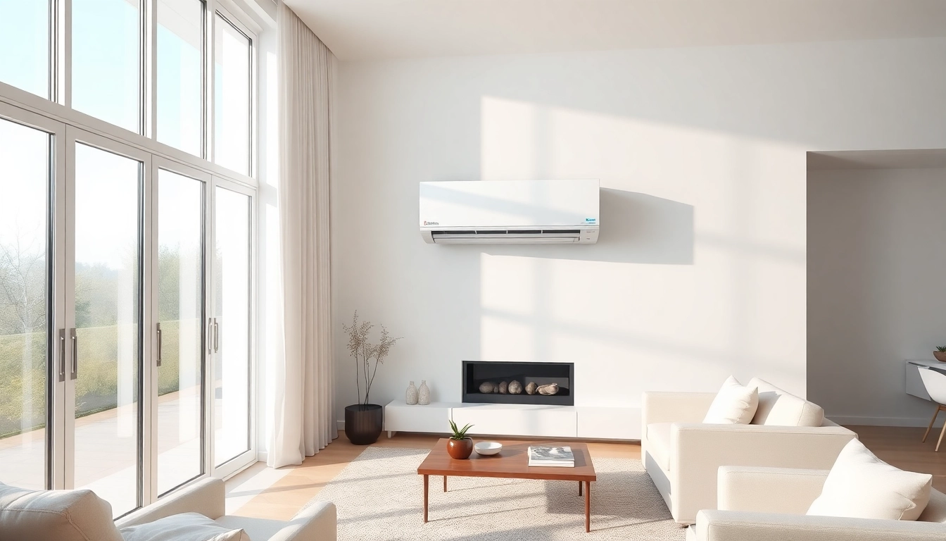 Install a Daikin mini split ac unit in a stylish living room showcasing modern design.