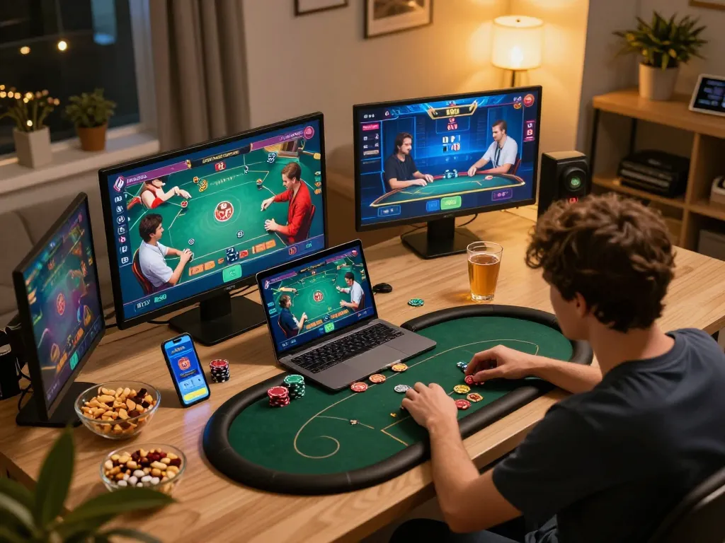 Engaging online gaming session with top quality widgets enhancing user interface for poker play.