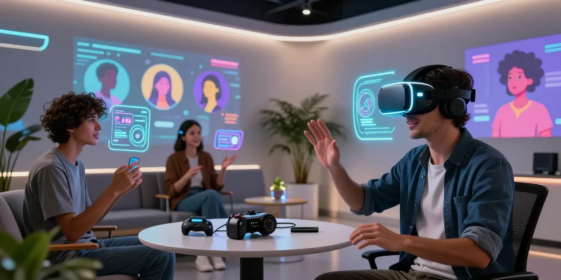 Engaging NSFW AI digital interaction showcasing vibrant avatars in a modern VR space.