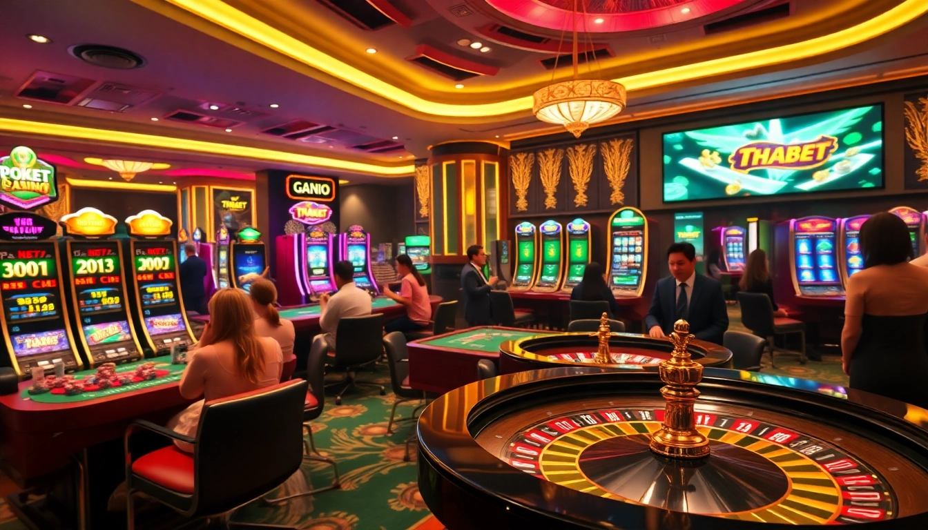 Experience the thrill of online gaming on Trang Chủ THABET with vibrant casino elements and high-quality visuals.