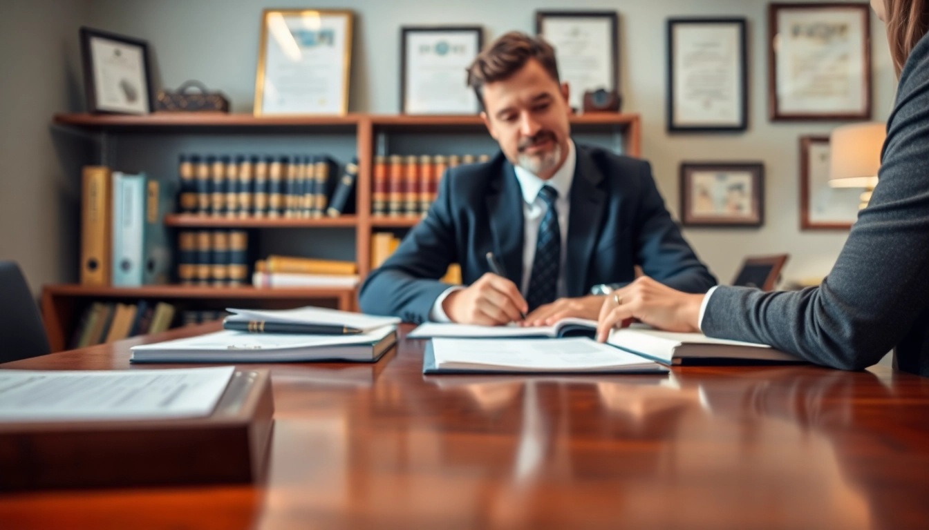 Birmingham Divorce Lawyer consulting with a client in a professional office setting.