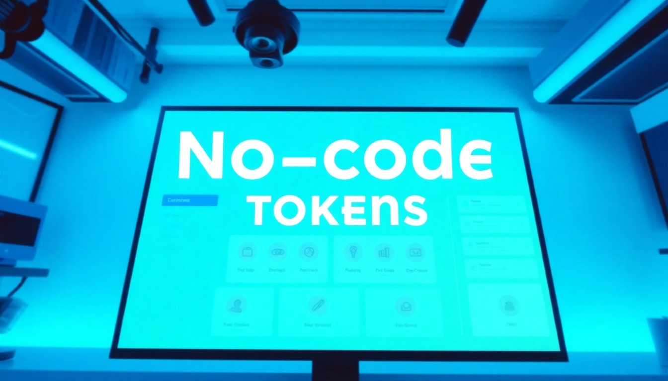 Discover engaging no-code token creation techniques in this vibrant, digital workspace image.