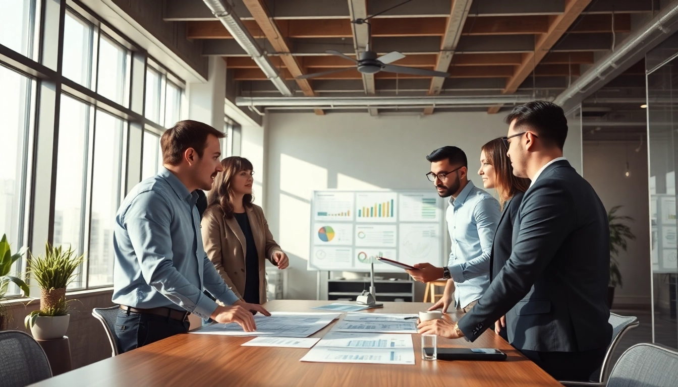 Agency professionals collaborating effectively in a modern workspace environment.